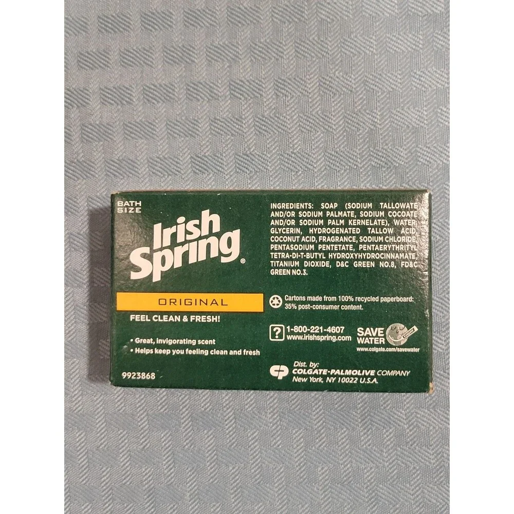 2 Original IRISH SPRING Deodorant Bar Soap 4 Oz Box 9923868 No Flaxseed Oil NOS